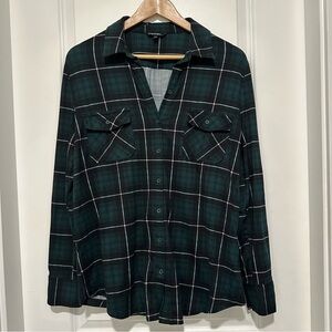 George Dark Green Plaid Button Up Women’s Shirt